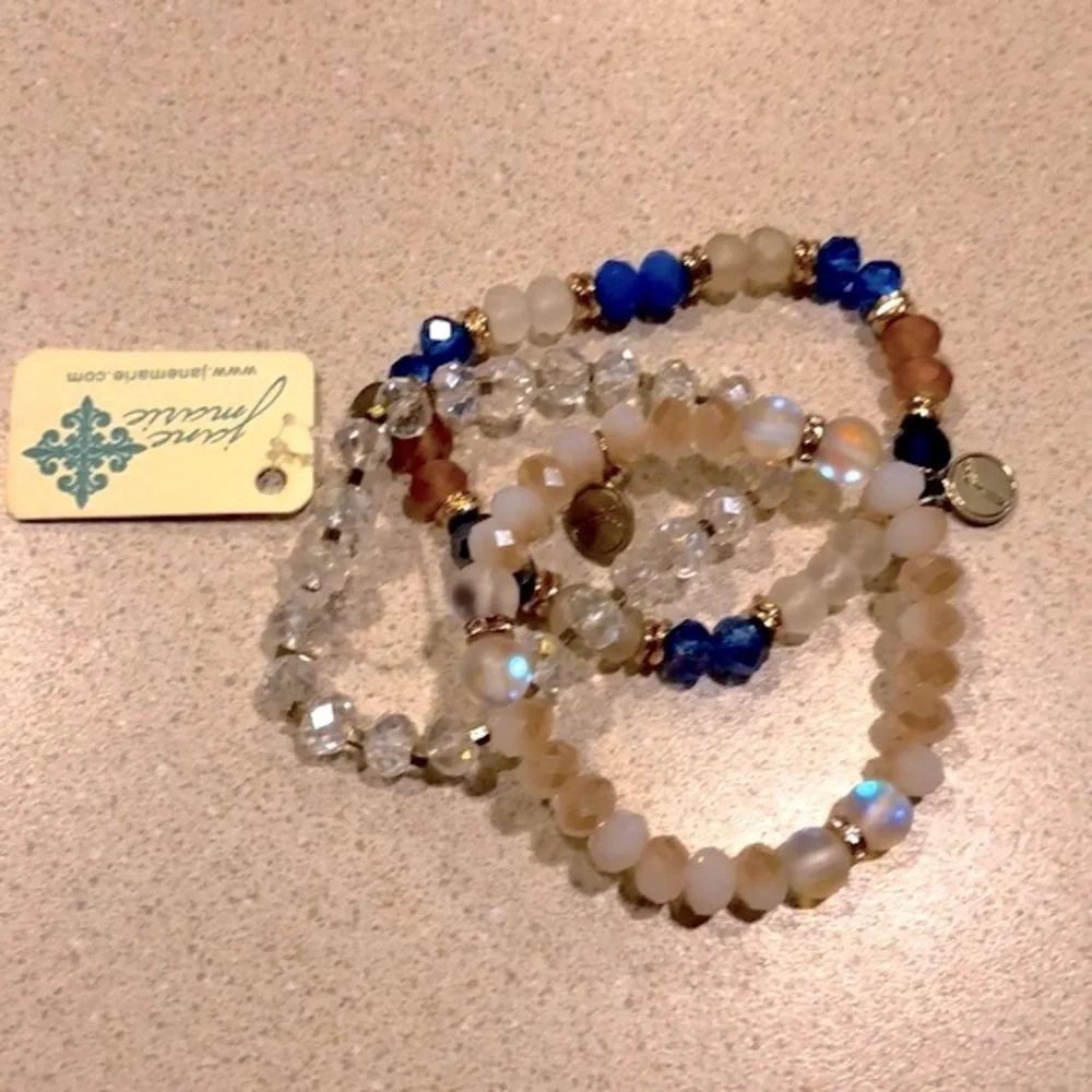 JANE MARIE CRYSTAL BEADED STRETCH BRACELETS MULTICOLORED NEW WITH TAGS
